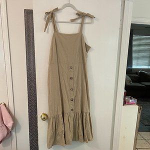 Maxi Ruffle Dress- Khaki